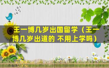王一博几岁出国留学（王一博几岁出道的 不用上学吗）